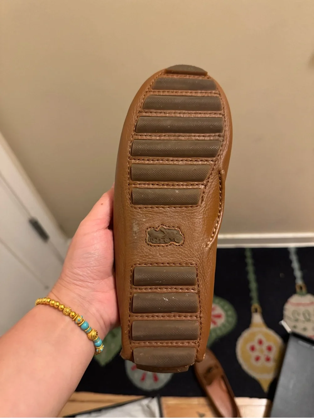 Coach Women's Tan Brown Leather Bit-Trim Loafers
